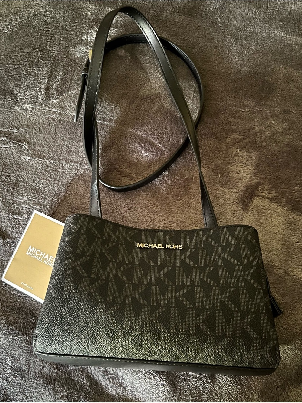 Michael Kors Black MK Logo Messenger Crossbody